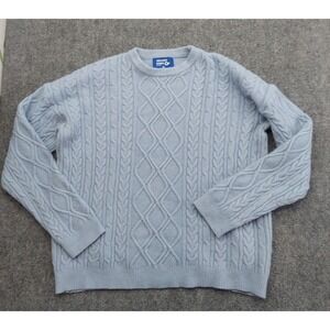 Aelfric Eden Sweater Mens 2XL XXL Blue Fishermans Cable Knit Crew Neck Warm